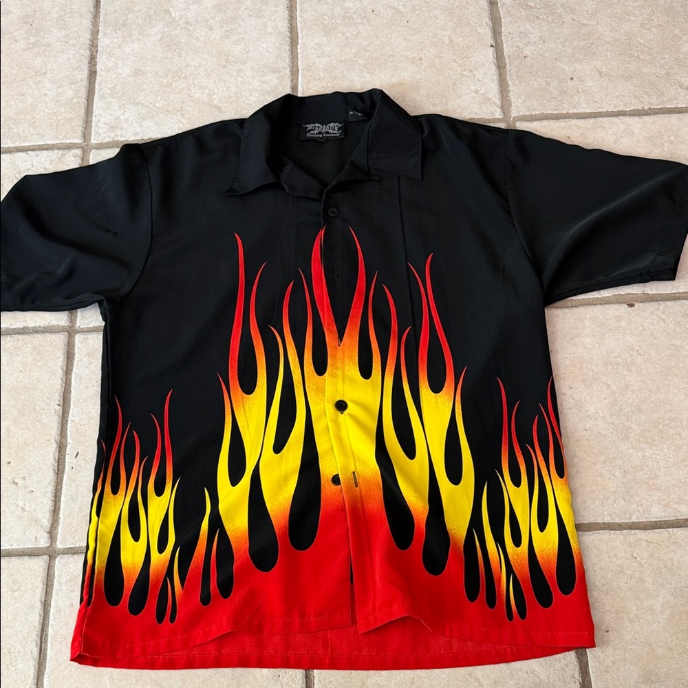 Y2K flames  double side dragonfly shirt